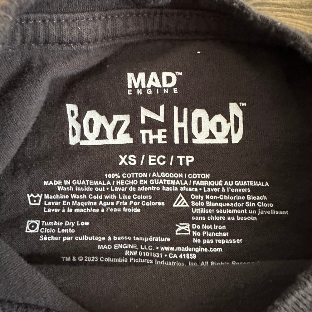 Mad Engine Boyz N The Hood Graphic Tee Black 1991 Movie Shirt XS - FLAW - Picture 2 of 5